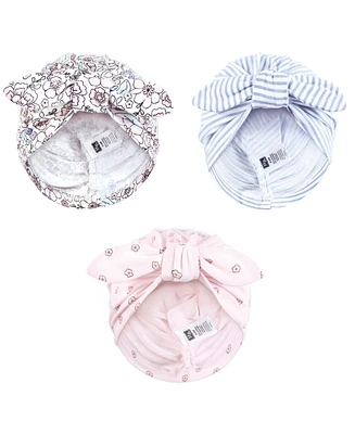 Hudson Baby Baby Girls Hudson Turban Cotton Headwraps, So Pretty Flower, 0-24 Months
