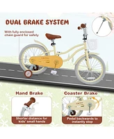 18 Inch Kids Bike Adjustable with Training Wheels Ages 3-8 Years Olds