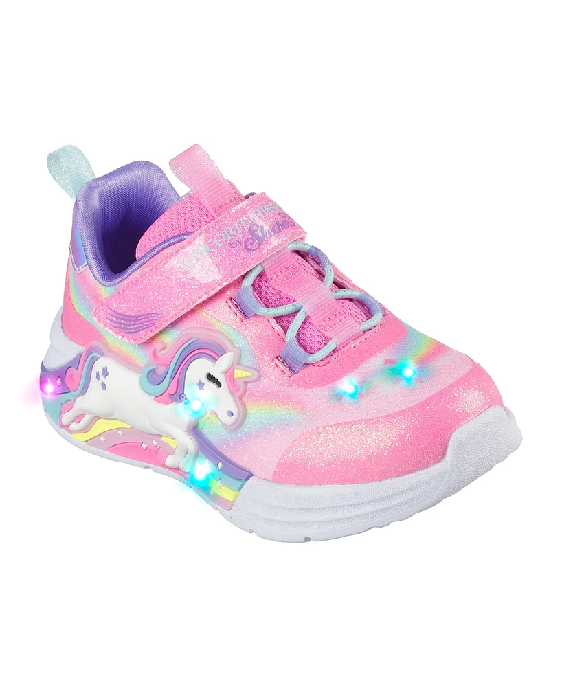 Skechers Toddler Girls S-Lights: Unicorn Chaser Light-Up Fastening Strap Casual Sneakers from Finish Line