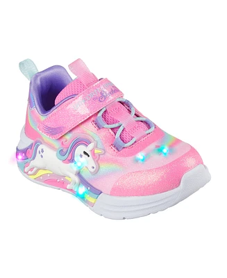 Skechers Toddler Girls S-Lights: Unicorn Chaser Light-Up Fastening Strap Casual Sneakers from Finish Line