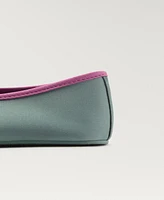 Mango Women's Satin Contrast Piping Ballerina Shoes