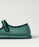 Mango Women's Velour Buckle Ballet Flats