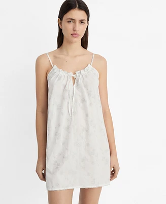 Mango Women's Floral Embroidered Nightgown