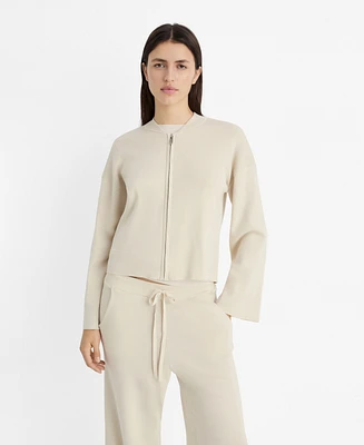 Mango Women's Rib-Knit Zipper Jacket