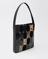 Mango Women's Combined Patchwork Leather Bag