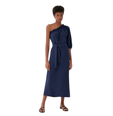 Labeca London Women's Sardinia Linen One Shoulder Dress