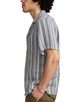 Lucky Brand Men's Short Sleeve Dobby Stripe Button-Front Camp Shirt