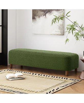 Rectangular Upholstered Ottoman Bench with Foam Cushion and Wood Legs for Living Room or Bedroom Seating Modern Accent Furniture-The Pop Home