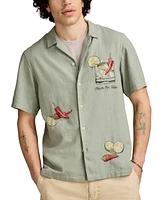 Lucky Brand Men's Vice Short Sleeve Button-Front Graphic Camp Shirt