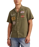 Lucky Brand Men's Short Sleeve Jeep Patch Embroidered Button-Front Shirt