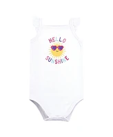 Hudson Baby Girls Bodysuit, Short and Sock, Hello Sunshine Sunglasses