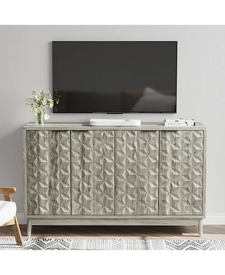 Modern Grey Buffet Cabinet with 4 Doors