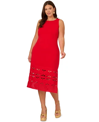 Adrianna Papell Plus Crochet-Hem Midi Dress