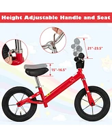 12 Inch Toddler Balance Bike with Height Adjustable Handlebar and Seat