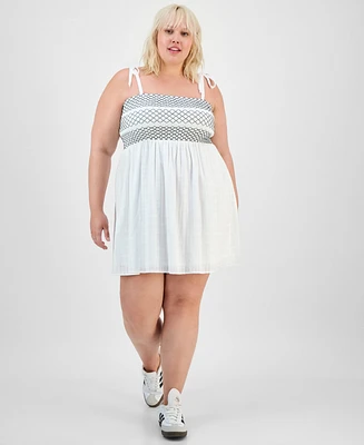 Almost Famous Trendy Plus Two-Tone Smocked-Bust Dress