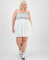 Almost Famous Trendy Plus Two-Tone Smocked-Bust Dress
