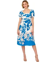 Adrianna Papell Women's Floral-Print Square-Neck A-Line Dress