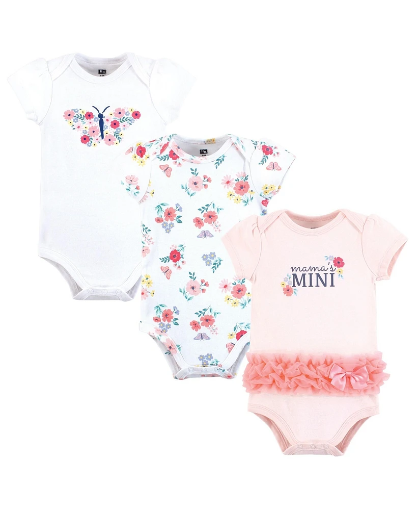 Hudson Baby Girls Cotton Bodysuits 3-Pack