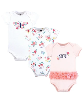 Hudson Baby Girls Cotton Bodysuits 3-Pack