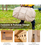 Inflatable Camping Tent with Pump, 4-6 People Outdoor Blow Up Cabin Tent with 7 Mesh Windows, 2 Doors, 4-Season Glamping Inflatable Cotton House Tent