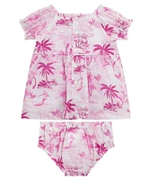 Guess Baby Girls 2-Piece Puff Sleeve Printed Dress and Coordinating Bloomer Set