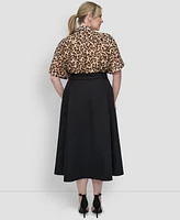 Dkny Plus Belted A-Line Midi Skirt