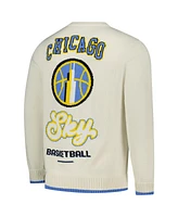 the Wild Collective Men's and Women's Cream Chicago Sky Jacquard Pullover Sweater