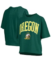 Pressbox Women's Green Oregon Ducks Nelson Arch Over Logo Waist Length Oversized Slub T-Shirt