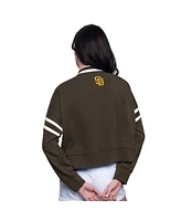 Starter Women's Brown San Diego Padres Power Play Cropped Pullover Sweatshirt