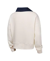 Outerstuff Big Girls White Los Angeles Dodgers Ballpark Hit Collared V-Neck Pullover Sweatshirt