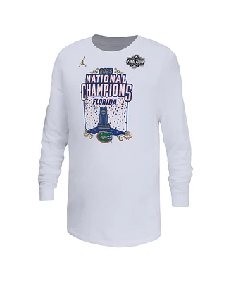 Jordan Big Boys and Girls White Florida Gators 2025 Ncaa Men's Basketball National Champions Expressive Long Sleeve T-Shirt