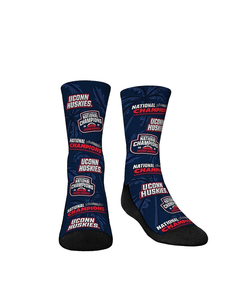 Rock 'Em Big Boys and Girls Navy UConn Huskies 2025 Ncaa Women's Basketball National Champions All-Over Crew Socks
