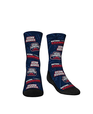 Rock 'Em Big Boys and Girls Navy UConn Huskies 2025 Ncaa Women's Basketball National Champions All-Over Crew Socks