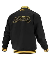 Fisll Men's and Women's Black Los Angeles Lakers Logo Man Shadow Collection Full-Snap Varsity Jacket