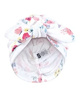 Hudson Baby Baby Girls Hudson Turban Cotton Headwraps, Butterfly Floral, 0-24 Months