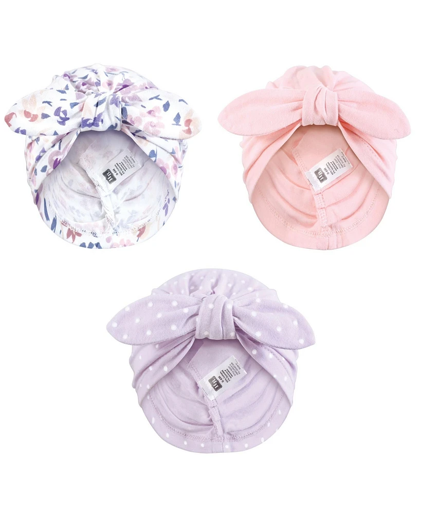 Hudson Baby Baby Girls Hudson Turban Cotton Headwraps, Modern Floral, 0-24 Months