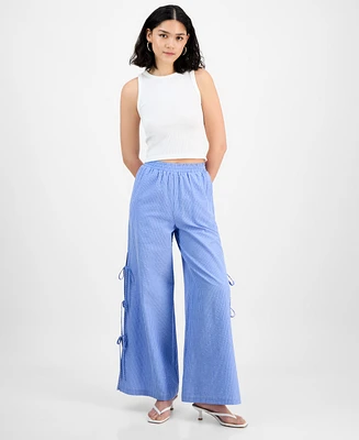 En Saison Women's Amelie Striped Side-Tie Wide-Leg Pants
