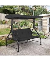 3 Seats Outdoor Swing Hammock with Adjustable Tilt Canopy