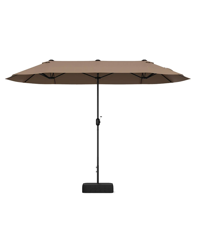Gymax 13FT Double-sided Patio Umbrella w/ Crank Handle Base Safety Lock
