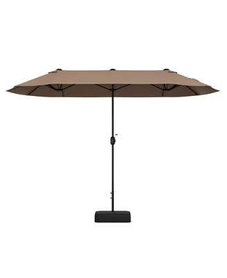 Gymax 13FT Double-sided Patio Umbrella w/ Crank Handle Base Safety Lock