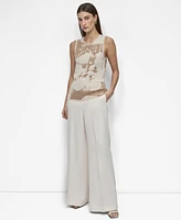Dkny Women's Floral-Look Knit Tank Top
