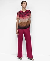 Dkny Women's Printed Crinkled Chiffon Blouse