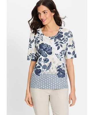 Olsen Women's Prairie Floral Print T-Shirt
