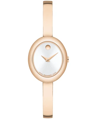 Movado Women's Museum Oval Bangle Swiss Quartz Rose Pvd Watch, 22 x 26mm