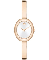 Movado Women's Museum Oval Bangle Swiss Quartz Rose Pvd Watch, 22 x 26mm