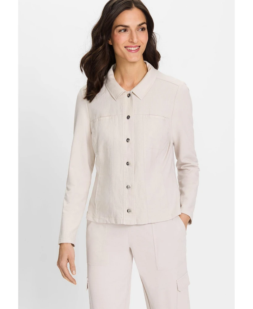 Olsen Women's Linen Mixed Media Jacket