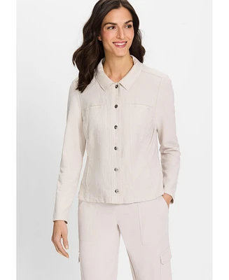 Olsen Women's Linen Mixed Media Jacket