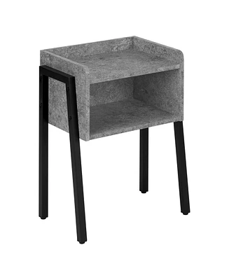 Industrial Metal and Wood End Table with Shelf