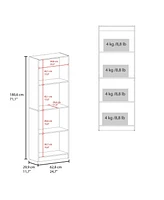 Vinton Bookcase with Spacious Tier-Shelving Design, Dark Walnut / Black Wengue