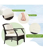 Gymax 7PCS Rattan Patio Conversation Sofa Furniture Set w/ Cushions & Waterproof Cover